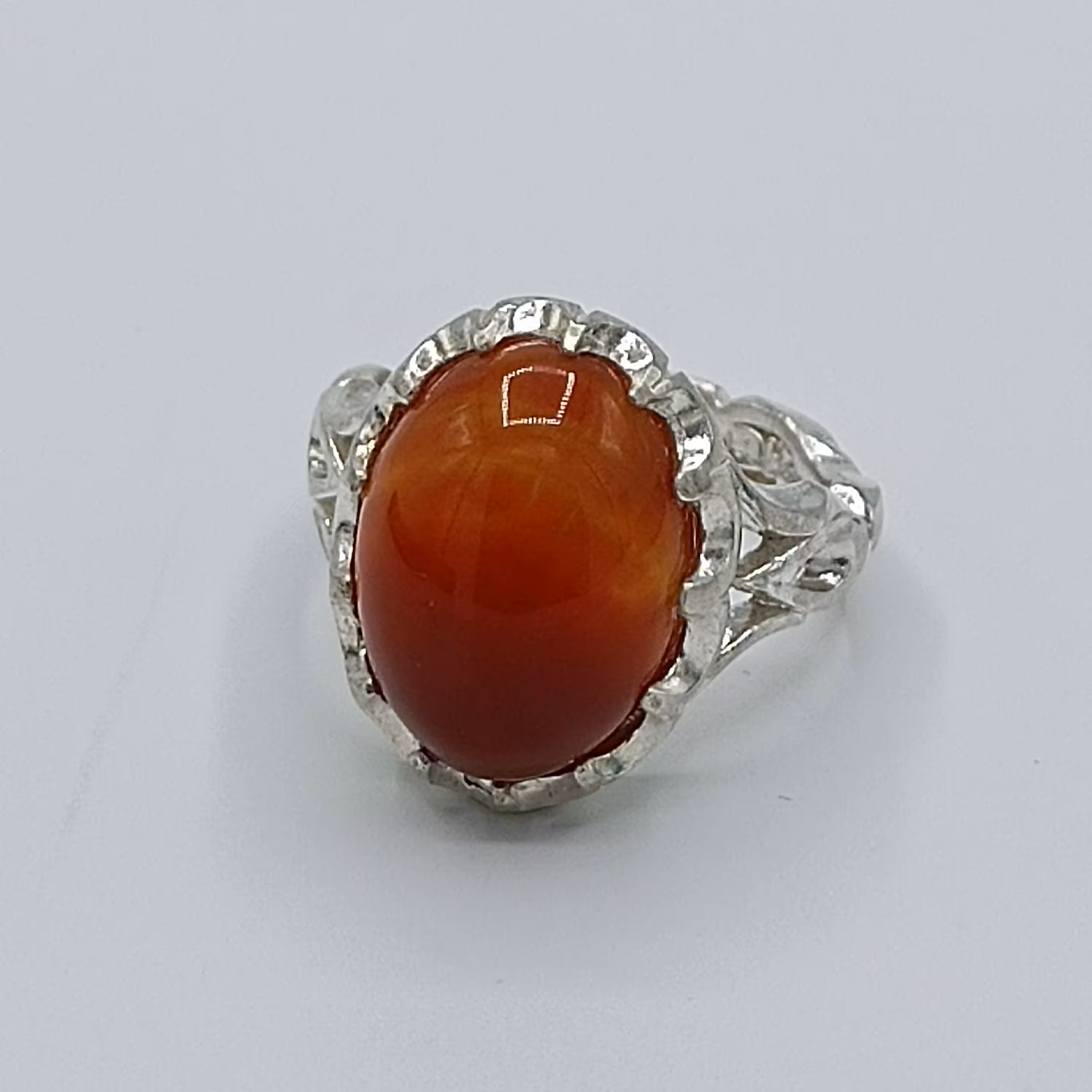 انگشتر نقره مردانه عیار 925 نگین عقیق یمانی سرخ کد 1036