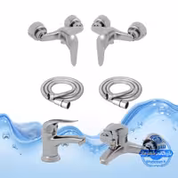 ست 6 عددی شیرآلات مدل قهرمان | 2 عدد شیر توالت   2 عدد شلنگ توالت   شیر حمام   شیر روشویی | کروم مات
