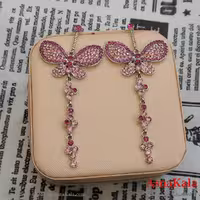 گوشواره جواهری مدل آویز نگیندار رنگ نقره ای کد GSH152124W