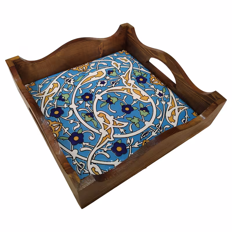 سینی چوبی طرح کاشی