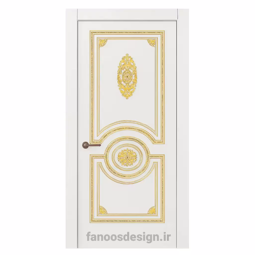 درب کلاسیک MDF طوسی با طرح منبت طلایی مدل سلطنتی کد 30643