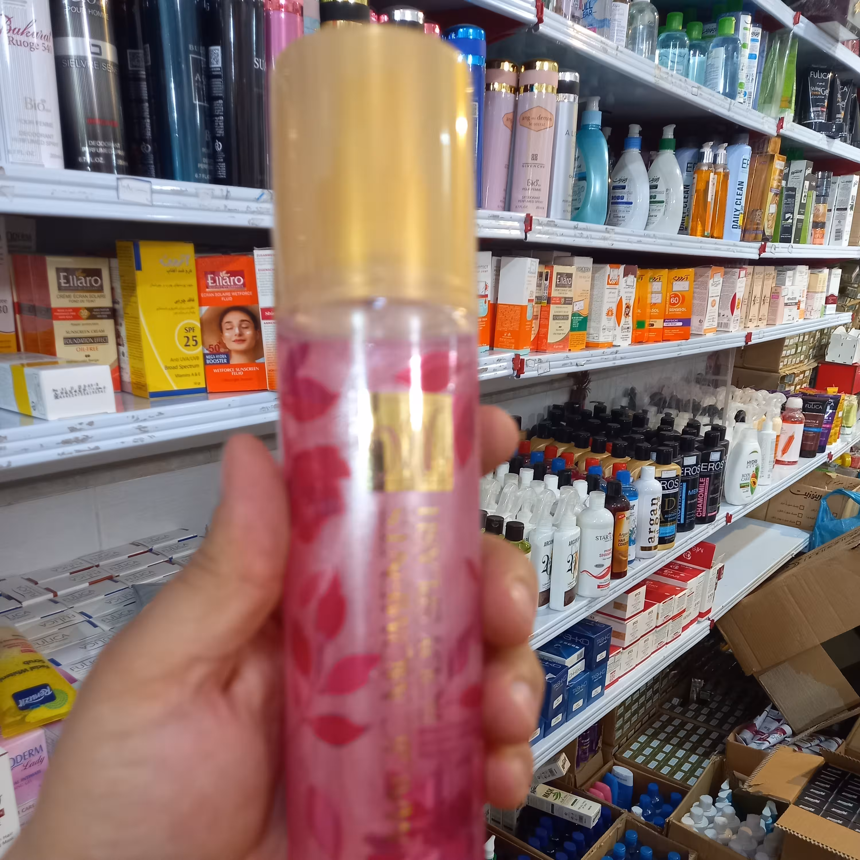 بادی اسپلش شاین دار مای صورتی بادی اسپلش مای 200میل بادی اسپلش حرفه ای مای آرایشی  افشار قم 