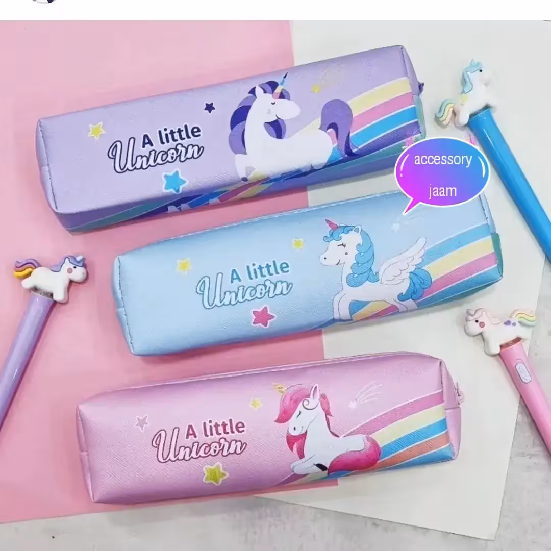 جامدادی یونیکورن تک زیپ چرمی کیفیت عالی