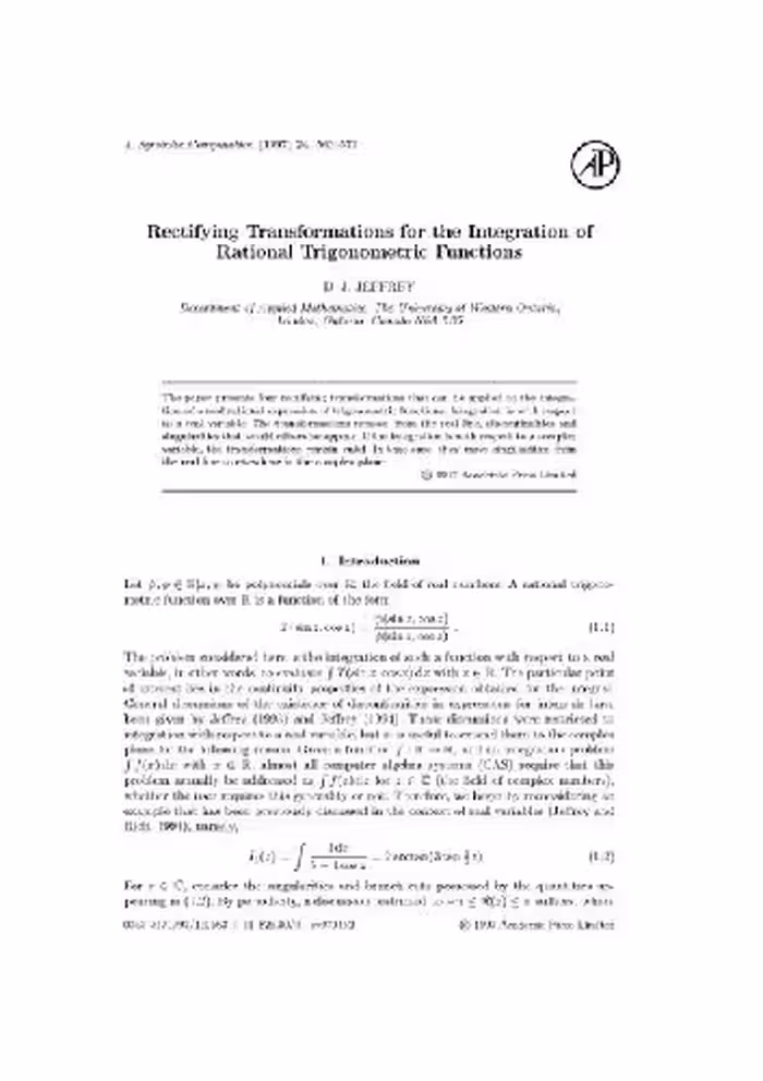 خرید و دانلود نسخه کامل کتاب Rectifying transform, integration of trigonometrics. JSC 1997