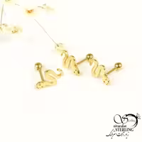 پیرسینگ گوش طرح مار برند استیل کد 9257