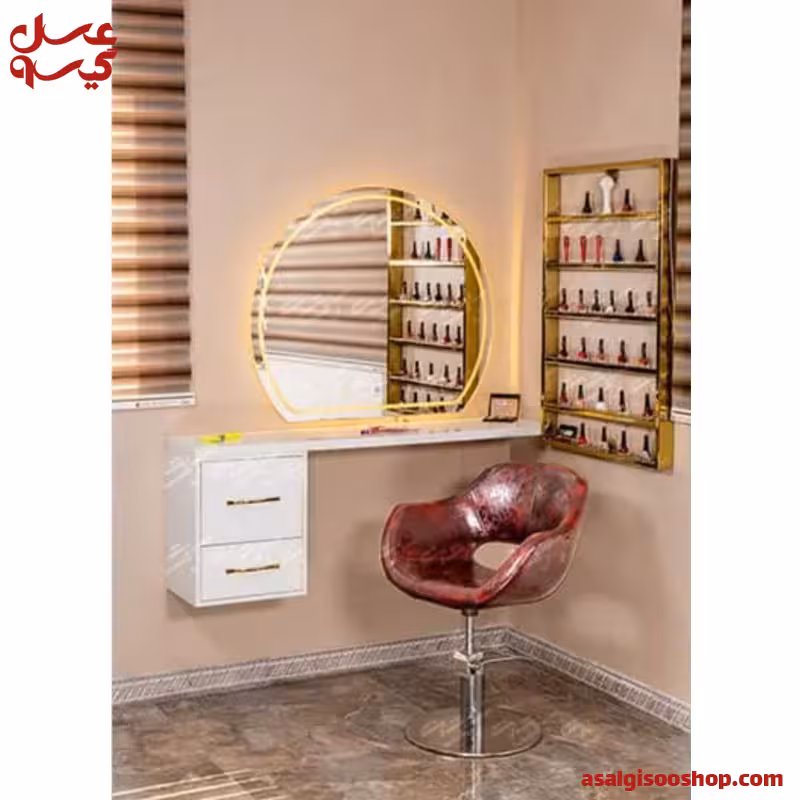 دکور آینه دیواری بدون فرم فلزی با بک لایت آرایشگاه مردانه 9063 برند صنعت نواز | کد 2822