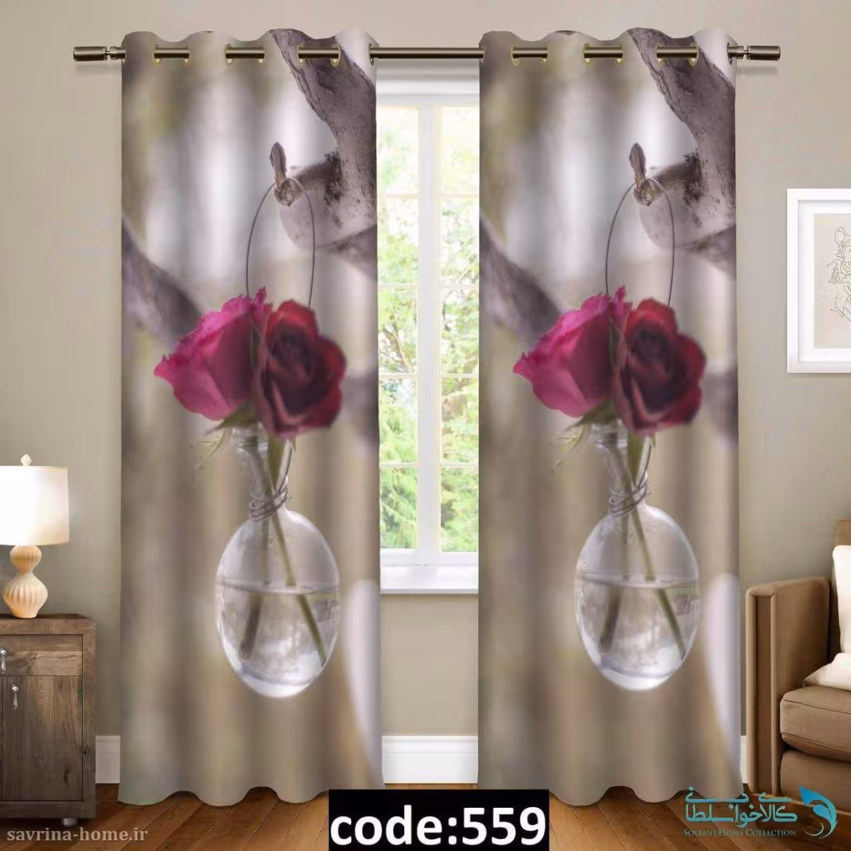 پرده پانچی سری گل مدل Sh-559