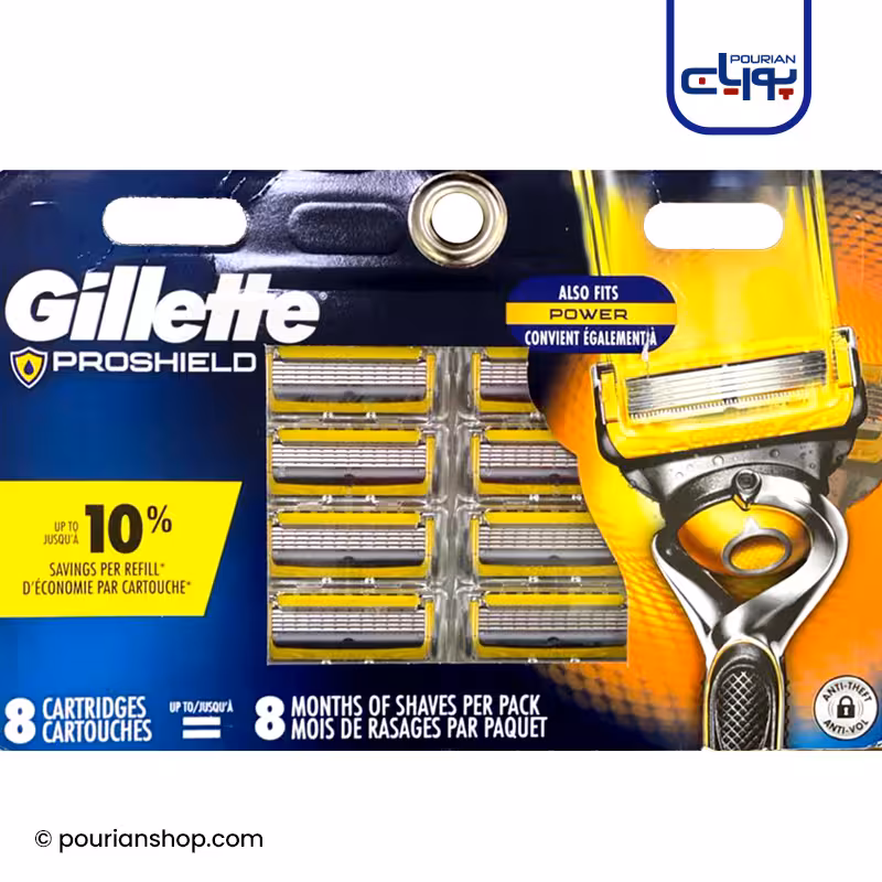 تیغ یدک ژیلت مدل Gillette 5 Proshield بسته 8 عددی محصول کانادا