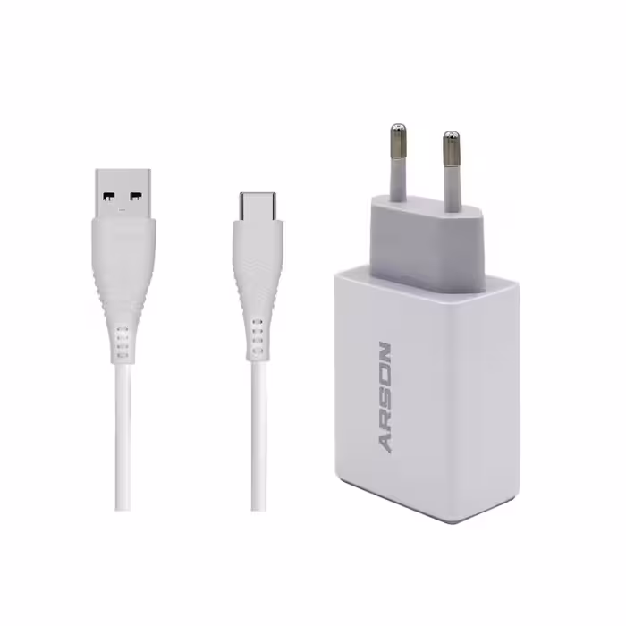 شارژر دیواری آرسون مدل AN-W3A به همراه کابل تبدیل USB-C | کالا مکس