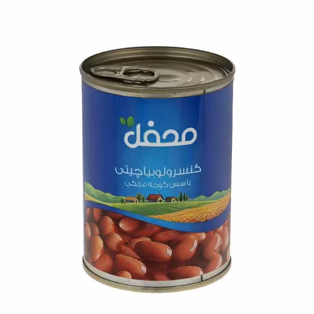 کنسرو لوبیا چیتی با سس گوجه فرنگی محفل 380 گرمی