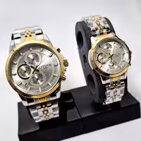 ست ساعت زنانه و مردانه سیتیزن کرنوگراف – موتور ژاپن – دورنگ صفحه سیلور