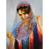 تابلو فرش دستباف فرش میرنظامی مدل دختر کرد کد 669