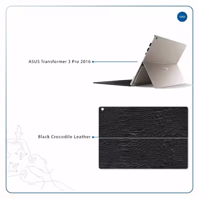 برچسب پوششی ماهوت مدل Black-Crocodile-Leather مناسب برای تبلت ایسوس Transformer 3 Pro 2016
