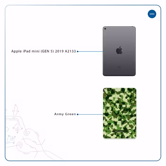 برچسب پوششی ماهوت مدل Army-Green-2 مناسب برای تبلت اپل iPad mini (GEN 5) 2019 A2133
