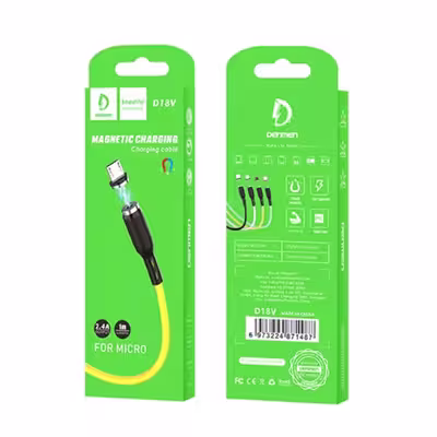 کابل تبدیل مغناطیسی USB به MicroUSB دنمن مدل D18V طول 1 متر