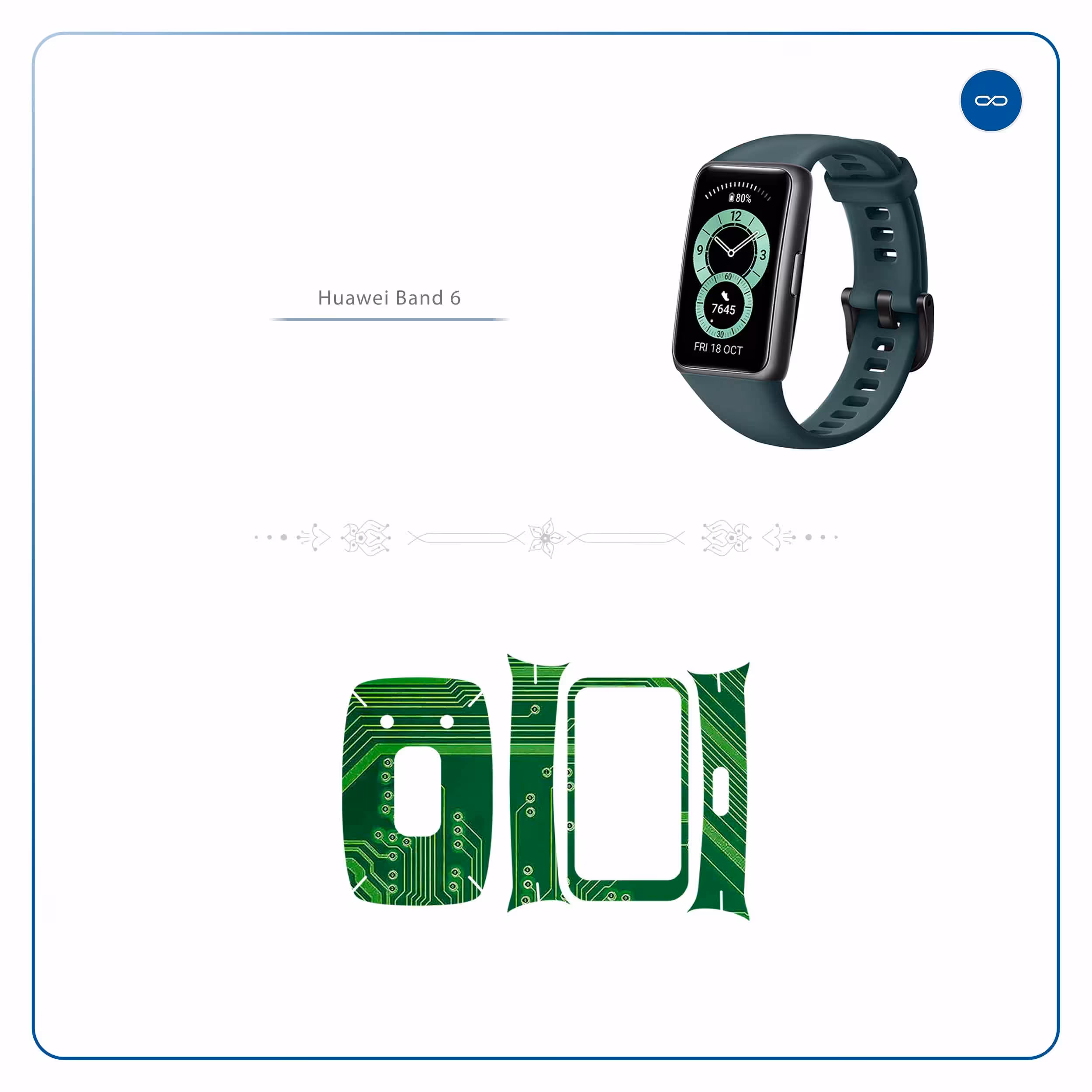 برچسب ماهوت طرح Green Printed Circuit Board مناسب برای ساعت هوشمند هوآوی band 6