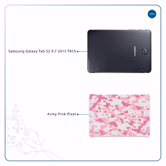 برچسب پوششی ماهوت مدل Army-Pink-pixel مناسب برای تبلت سامسونگ Galaxy Tab S2 9.7 2015 T815