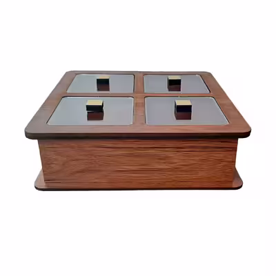 جعبه دمنوش مدل Cube-wood کد 125