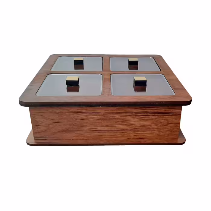 جعبه دمنوش مدل Cube-wood کد 125