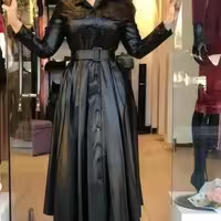 مانتو مجلسی چرم بلند حوا