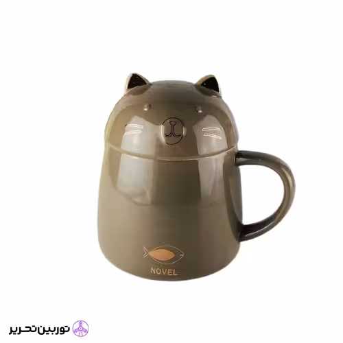 ماگ سرامیکی طرح گربه درب دار