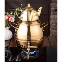 کتری قوری استیل شیر دار توپی طلایی ریور کد 2148