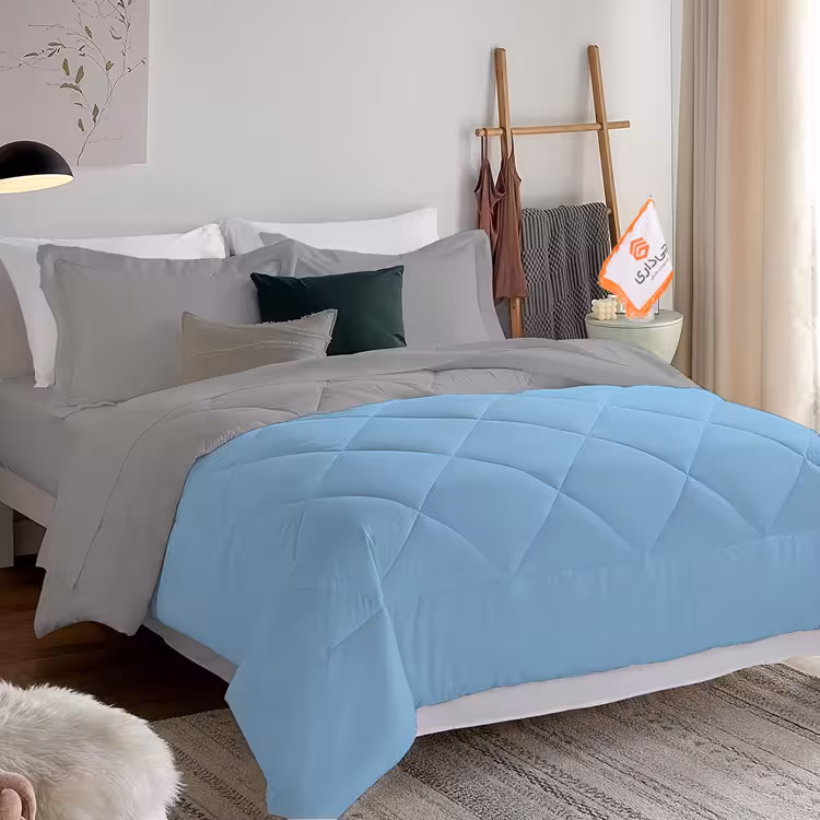 سرویس روتختی دو رنگ چیداری آبی و نقره ای