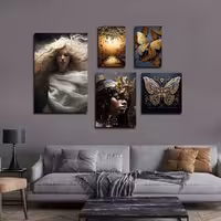 تابلو شاسی 7 تکه طرح اسب و گل رنگی و پروانه کد 62772