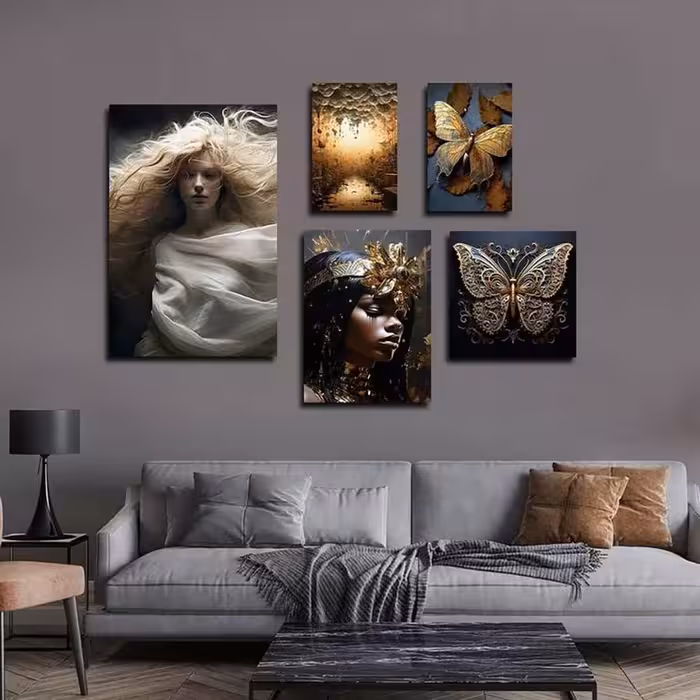 تابلو شاسی 7 تکه طرح اسب و گل رنگی و پروانه کد 62772