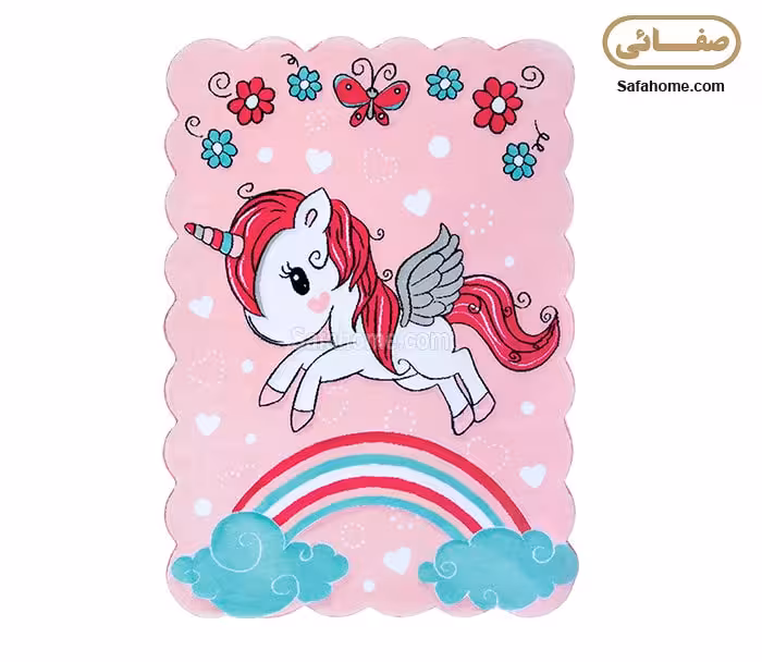 فرش کودک زرباف طرح اسب تک شاخ