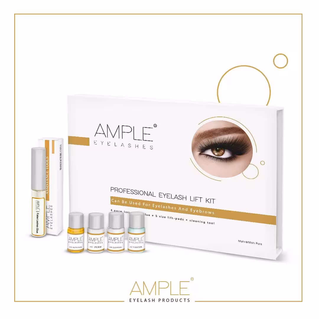 کیت لیفت مژه وابرو 20 نفره امپل ample permania eyelash lifting kit