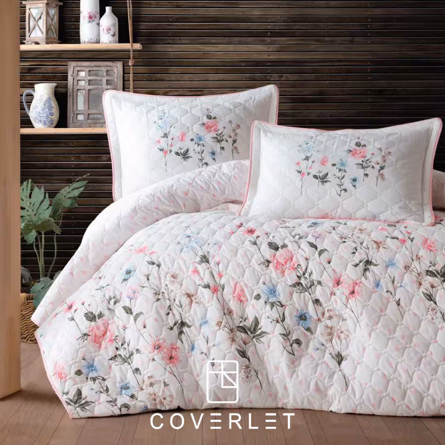 روتختی پنبه دوزی سفید طرح گل مدل Palitra