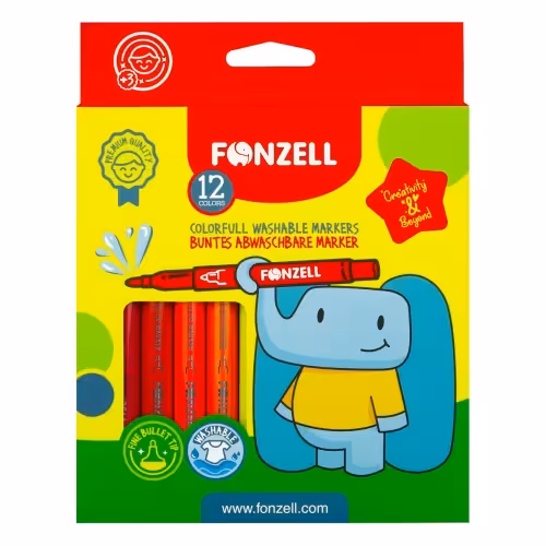 ماژیک رنگ آمیزی 12 عددی کودک برند Fonzell قابل شست و شو