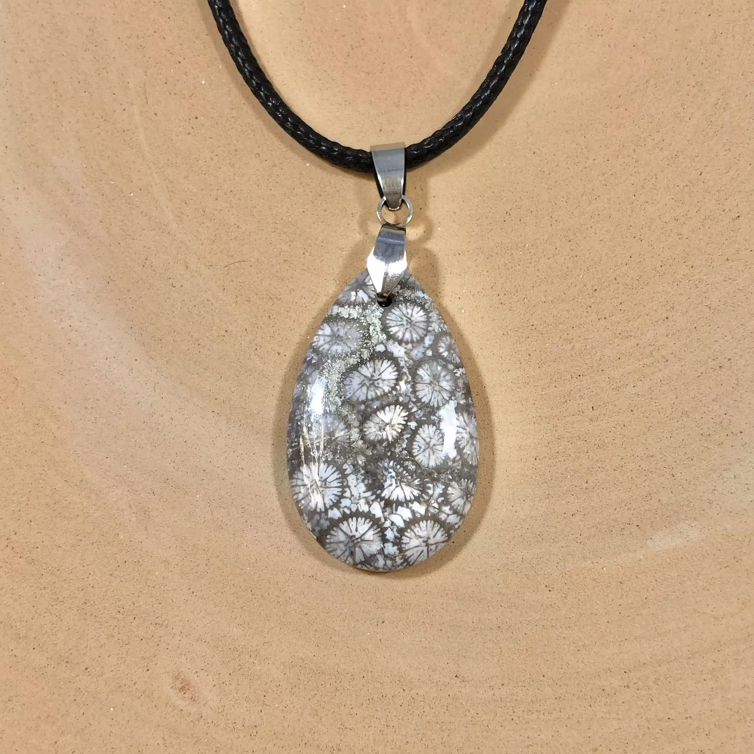 پلاک فسیل مرجان طبیعی اشکی 251165