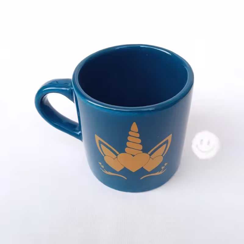 ماگ سرامیکی طرح دار سفید و فیروزه ای | amazonchi