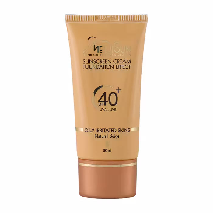 ضدآفتاب کرم پودری پوست چرب و حساس بژ طبیعی spf40 مدیسان