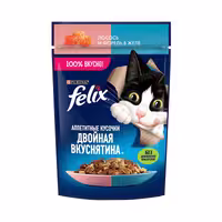 پوچ گربه فلیکس با طعم ماهی سالمون و قزل آلا در ژله