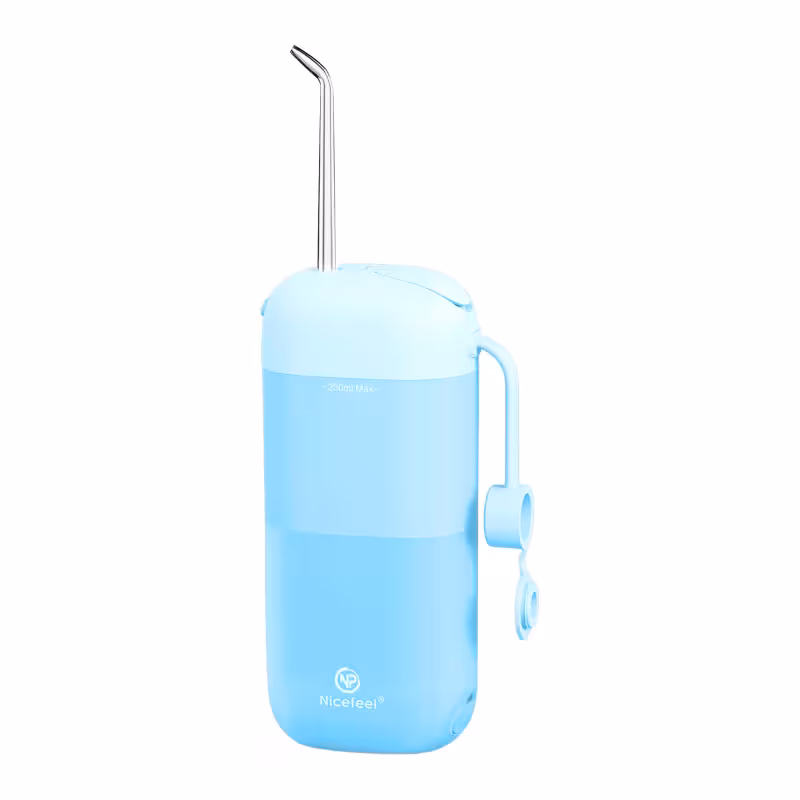 دستگاه شستشوی دهان NPO Nicefeel FC5170 | مینی و قابل حمل | شارژی | مناسب برای ارتودنسی و پروتز | مجهز به ماساژ لثه | فشار آب قابل تنظیم | رنگ آبی | انتخابی حرفه‌ای برای بهداشت دهان و دندان