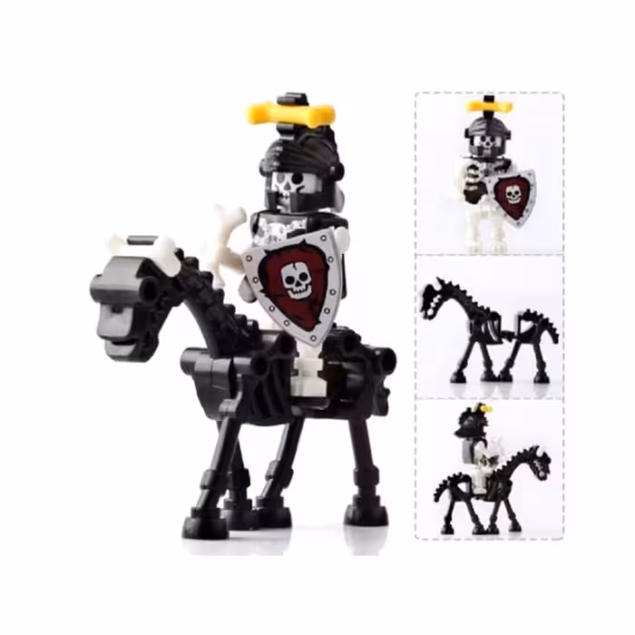 لگو آدمک شخصیت مبارز اسکلتی سفید به همراه اسب سیاه کد AX9815
