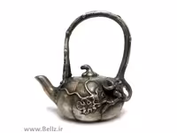 قوری برنز نقش برجسته قورباغه و برگ