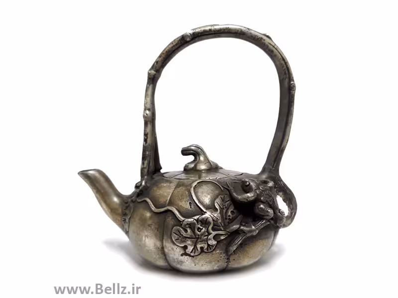 قوری برنز نقش برجسته قورباغه و برگ