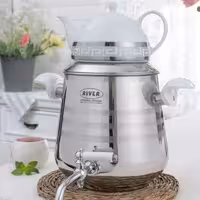 کتری قوری استیل شیر دار هرمی نقره ای ریور کد 2143