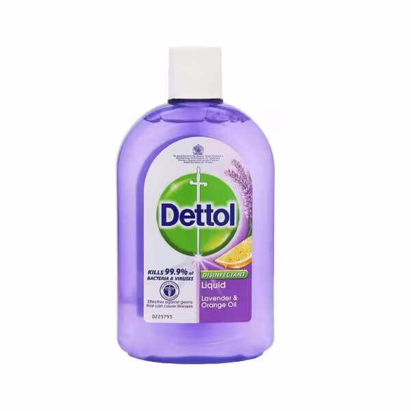 مایع ضد عفونی کننده دتول رایحه لوندر و پرتقال ضد عفونی کننده 99/9 درصد باکتریها و ویروسها حجم 500 میل ساخت انگلستان