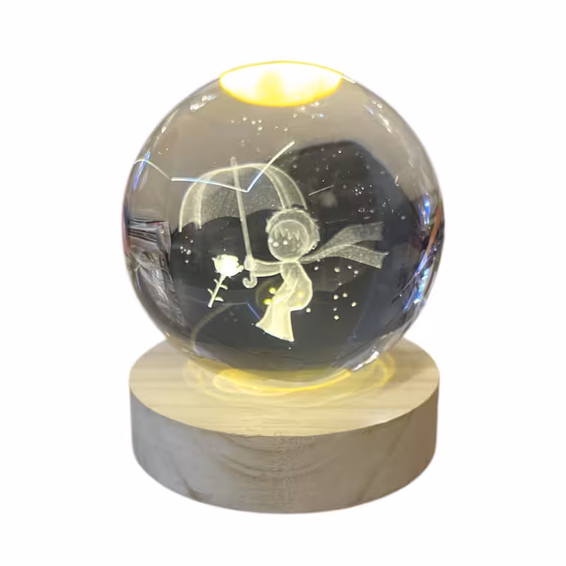 چراغ خواب مدل گوی کریستالی طرح شازده کوچولو با چتر