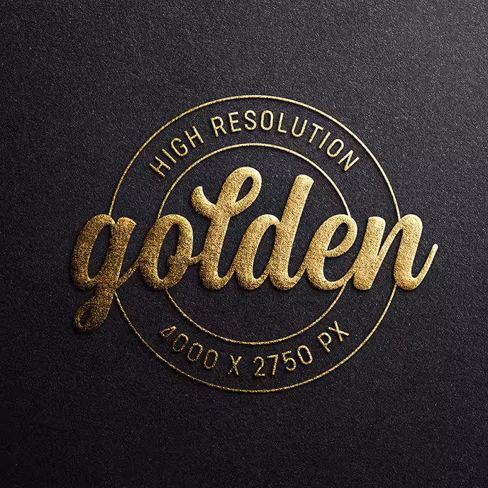 دانلود موکاپ لوگو طلایی با بکگراند سیاه برای فتوشاپ