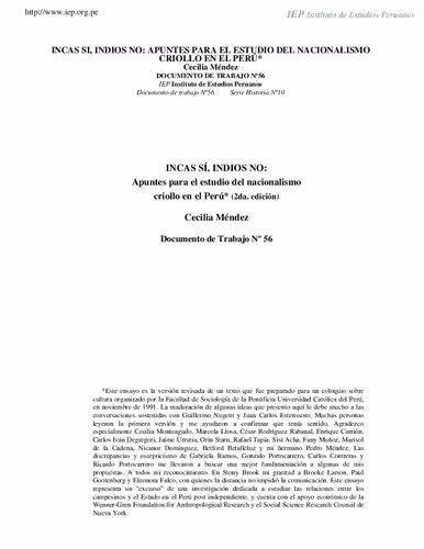 خرید و دانلود نسخه کامل کتاب Incas sí, indios no: Apuntes para el estudio del nacionalismo criollo en el Perú