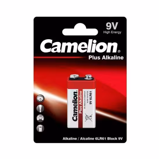 باتری کتابی آلکالاین Camelion Plus Alkaline 9V