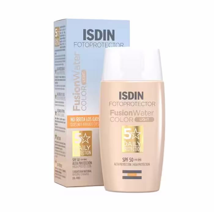 ضد آفتاب ایزدین رنگی لایت حجم 50 میل فاقد چربی ISDIN Fusion Water Color LIGHT