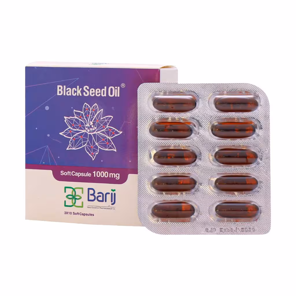 کپسول نرم روغن سیاه دانه 1000 میلی گرم باریج اسانس