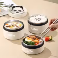 فلاسک غذا کودک سه قسمتی کاور دار 1660 میل طرح پاندا